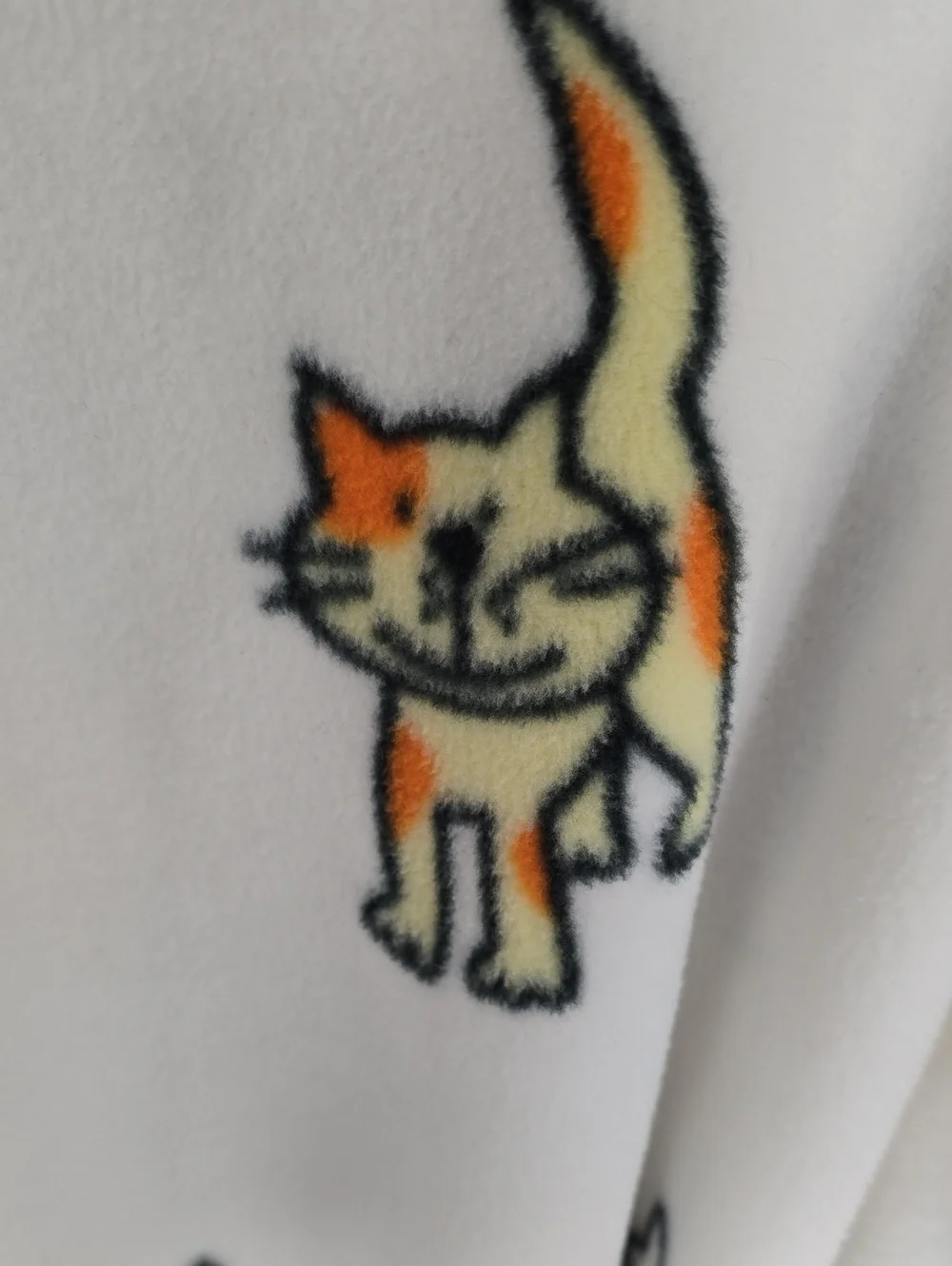 {Aegan Apparel} Soft Cat Print Fleece Robe White - ONE SIZE